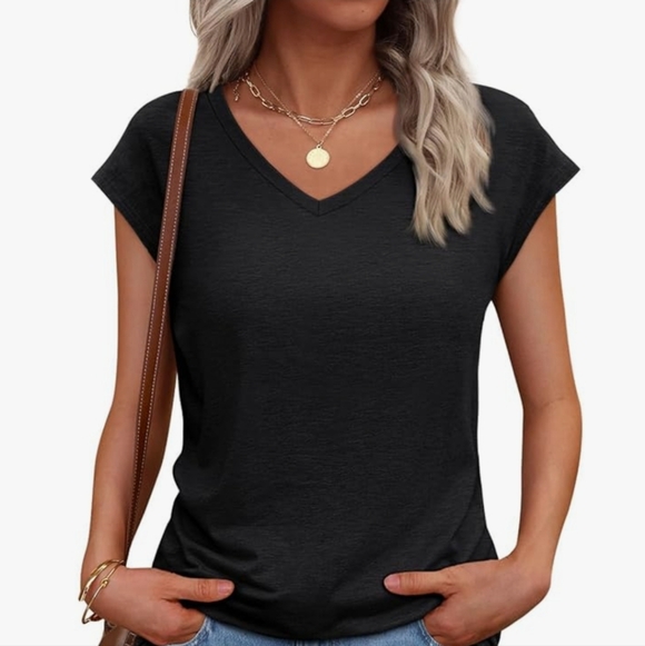 Automet Tops - Everyday V-Neck Short Sleeve Tee - Black